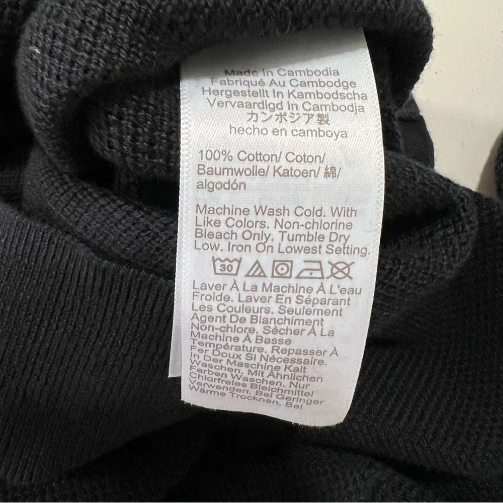 J. Crew Mens Cotton Pique' Stitch Waffle Knit Black Crewneck Shirt XL NWT